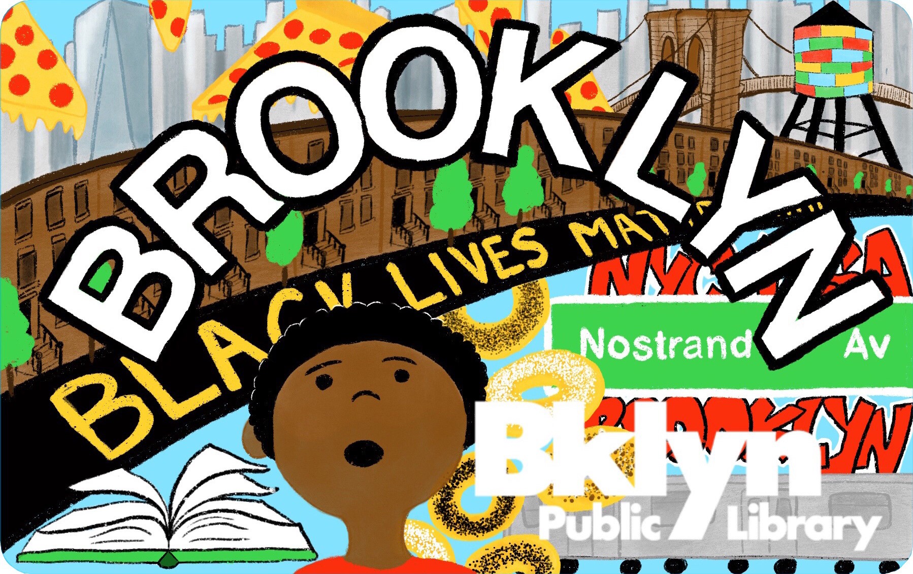 Colorful Brooklyn Public Library illustration