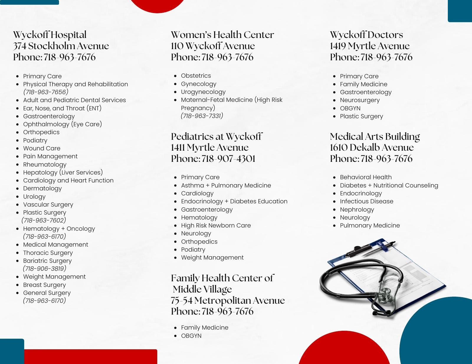 Inside panels of the Ambulatory Services brochure